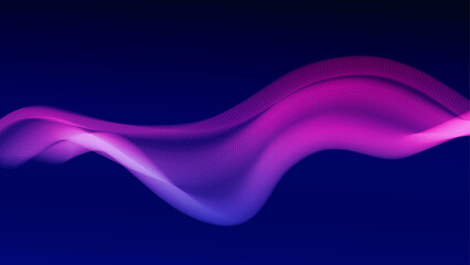 Abstract magenta and violet flowing wave background on deep blue canvas with smooth layered motion lines creating modern digital energy backdrop for technology branding and presentations