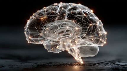 Artificial intelligence data technology shows neural network connections throughout humanoid head for business analysis and document management