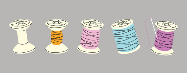 Thread on a grey background, vector illustration.