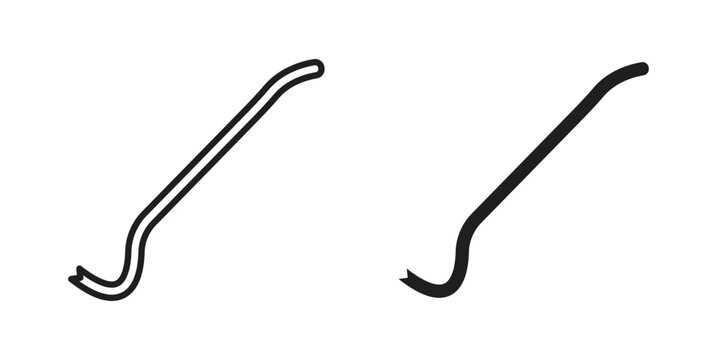 Crowbar icon element in flat simple style. Thin stroke editable icons