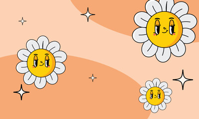 background flower daisy cartoon vector