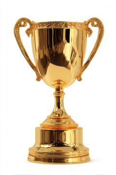 Shiny Gold Trophy. Three-Dimensional Cup Symbolizing Achievement and Success in Celebration