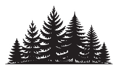 Ten simple black silhouette Christmas trees festive holiday icons