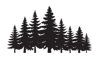 Ten simple black silhouette Christmas trees festive holiday icons