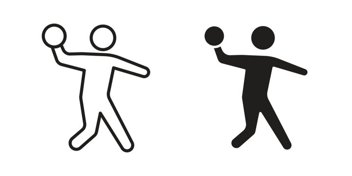 Dodgeball icon element in flat simple style. Thin stroke editable icons