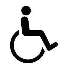 Black wheelchair accessibility symbol isolated on transparent background