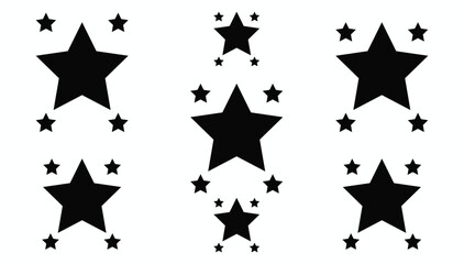 Black star shapes on a white background for design and decoration.