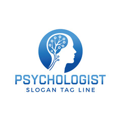 Professional psychologist logo with human brain design element