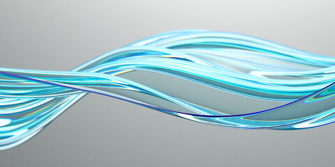 Abstract flowing wave pattern in blue color palette for modern design. 3d render