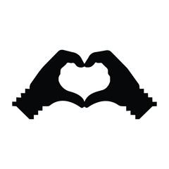 Obraz premium Heart shape love illustration icon sign vector design with hand holding a cloud concept silhouette