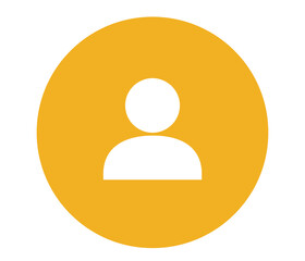 yellow user profile icon with white silhouette representing account, identity, or personalization in digital ui