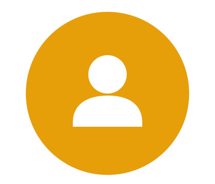 yellow circle user icon with white person silhouette for default profile picture or member account avatar