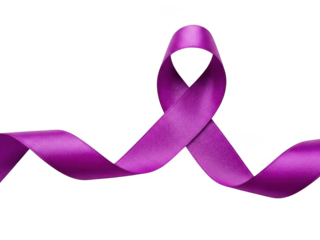 A vibrant purple awareness ribbon symbol of support and solidarity for various causes, isolated on transparent background