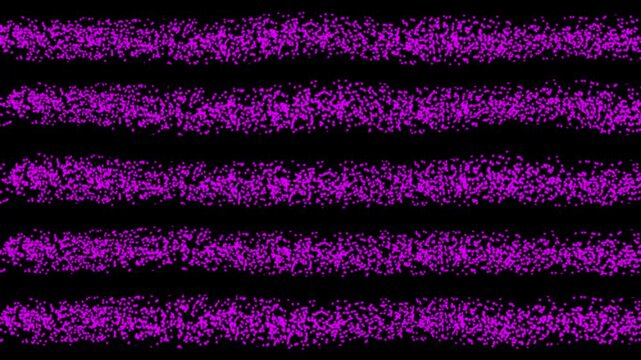Abstract textured purple stippled horizontal stripes on black background with particle noise