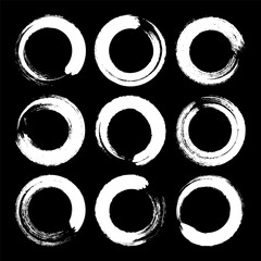 Grunge circles, brush strokes, lines, ink smudges, hand-drawn scribble shapes. Handmade sketchy marks, acrylic stains, charcoal streaks. Paint textures, dry brush effect. Vector illustration