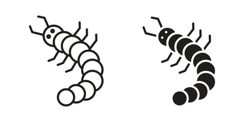 Grub icon element in flat simple style. Thin stroke editable icons