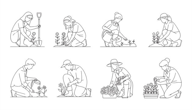 People and Farmer CAD Vector Illustration Set
