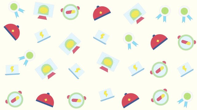 Seamless Pattern Featuring Kitchen Utensils, Pots, and Food Items on Light Background, Graphic Design, Flat Lay View, Culinary Concept