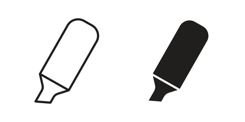 Highlighter icon element in flat simple style. Thin stroke editable icons