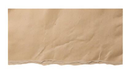 A closeup shot of a piece of wrinkled brown paper with a rough, torn bottom edge
