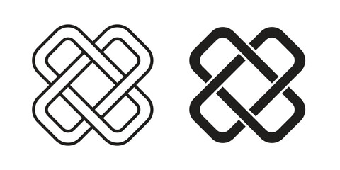Interlocking icon element in flat simple style. Thin stroke editable icons