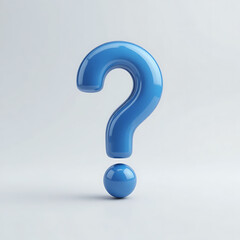Naklejka premium A glossy blue 3D question mark symbol isolated on a clean white background for professional designs.
