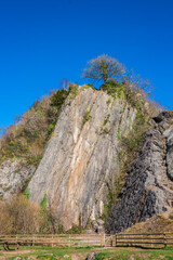 Dinas Rock (Craig y Ddinas), a high promontory of Carboniferous Limestone in the Brecon Beacons National Park, south Wales