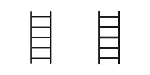 Ladder icon element in flat simple style. Thin stroke editable icons © iconic