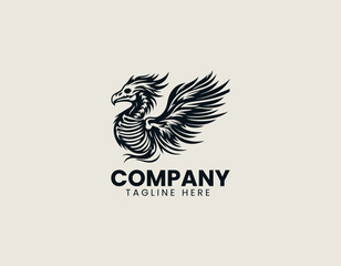 Obraz premium Phoenix Skeleton Head black vector logo illustration