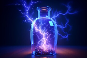 magical colorful lightning in a bottle
