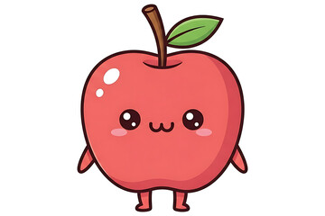 Cute Apple Cartoon PNG Isolated On Transparent Background