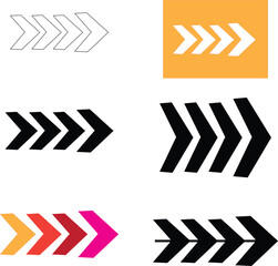 Vector Set of Chevron Arrows and Directional Icons in Black, White, and Color