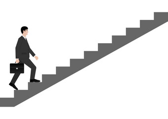 Businessman walking Upstairs. Business Opportunity and Career Success Concept. Vector Illustration. 