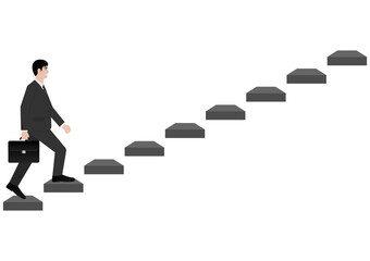 Businessman walking Upstairs. Business Opportunity and Career Success Concept. Vector Illustration. 