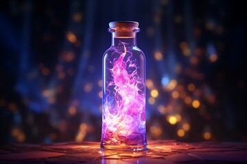 magical colorful lightning in a bottle