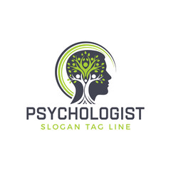 Professional psychologist logo with tree growing in head