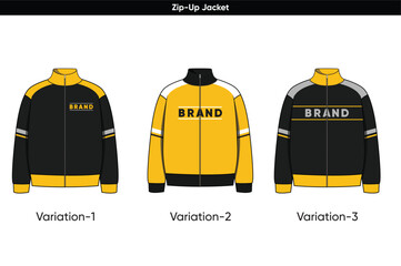 Zip Up Jacket Vector Flat Illustration, Sportswear Outerwear Design