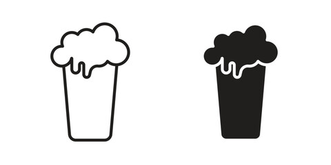Pint of beer icon element in flat simple style. Thin stroke editable icons