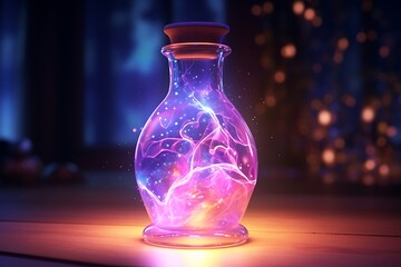 magical colorful lightning in a bottle