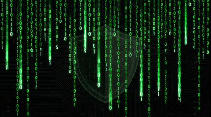 Abstract Green Matrix Code Rain Background