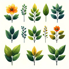 Minimalist plant icons, PNG, high resolution background