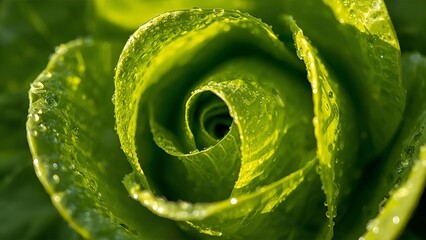 Green butter lettuce leaves very close macro photography.