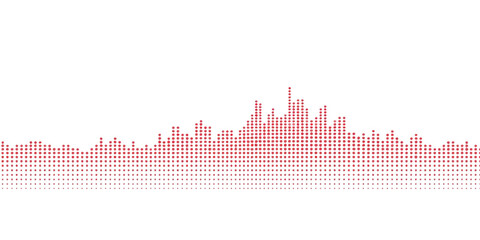Vector illustration of an abstract music equalizer and blue notes merging with a financial market bar chart and urban skyscraper skyline © Fahid