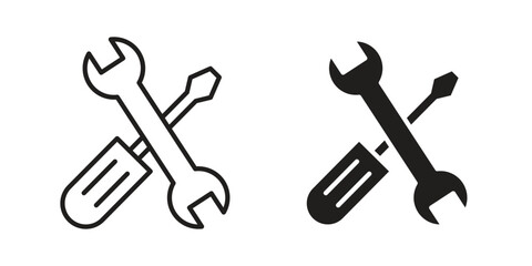 Repair tools icon element in flat simple style. Thin stroke editable icons