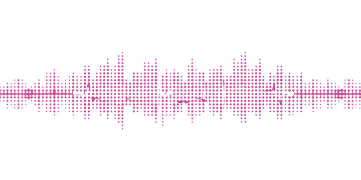 Abstract music background featuring a digital audio equalizer wave and musical notes in a creative pulse design with technology waveform lines