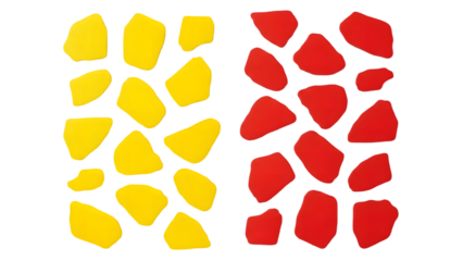 Yellow and red stones isolated on transparent background