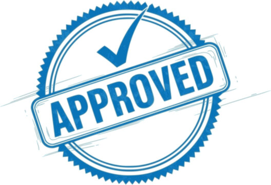 Approved stamp blue ink stamp symbol sign valid seal isolated transparent vector illustration white background confirm accepted received tampon
