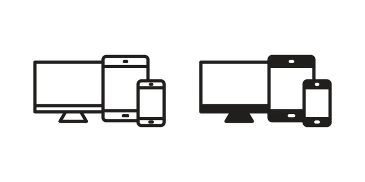 Responsive icon element in flat simple style. Thin stroke editable icons