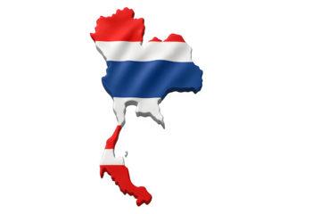 Thailand Map with National Flag 3D Rendering and Geography Concept