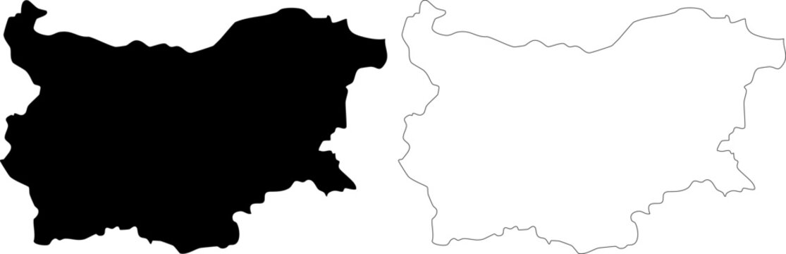 Bulgaria Map Outline and Solid Black Silhouette